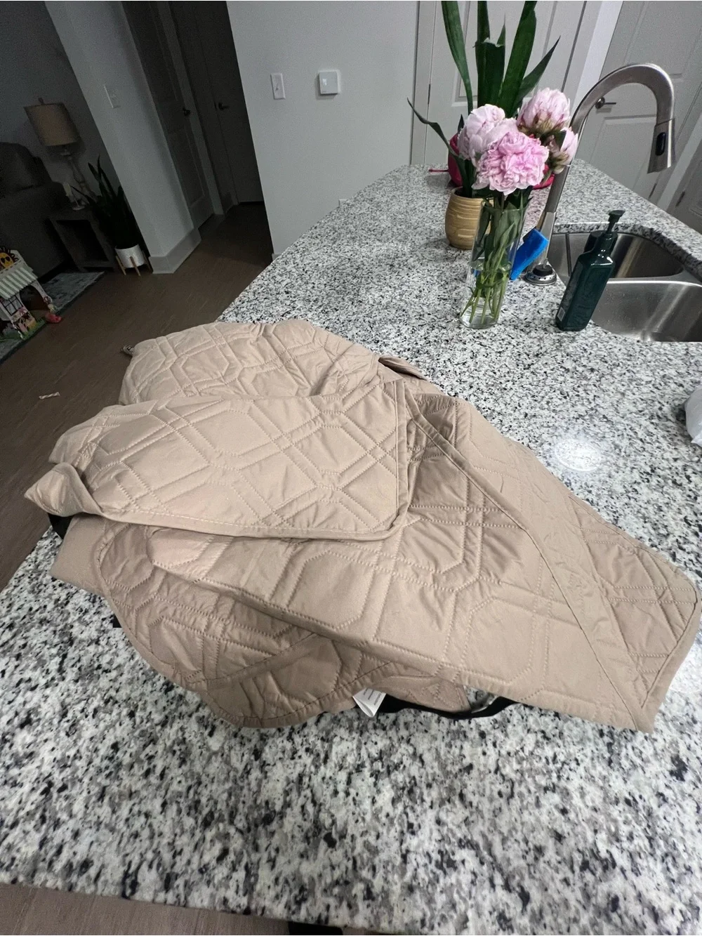 Vans Khaki Quilted L-Shaped Sectional Sofa Cover - Water-Resistant